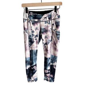 Lucy Activewear Marbled Watercolor Cropped Leggings Purple Blue Size Extra Small